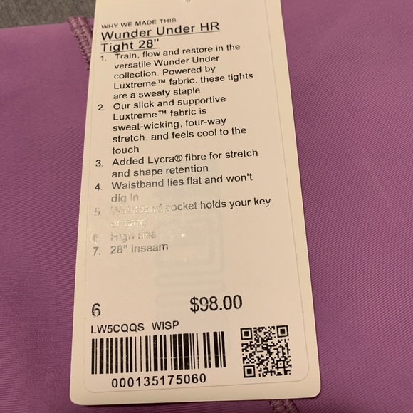 NWT Lululemon Wunder Under HR Tight Size 6 Wisteria Purple - Picture 3 of 4